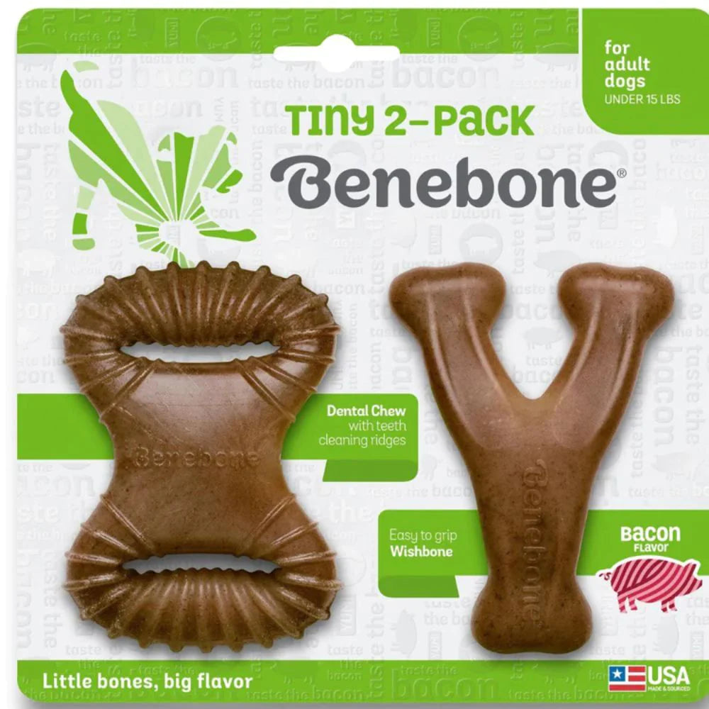 Benebone 2-Pack Dental Chew/Wishbone Bacon Tiny Dog Chew Toy