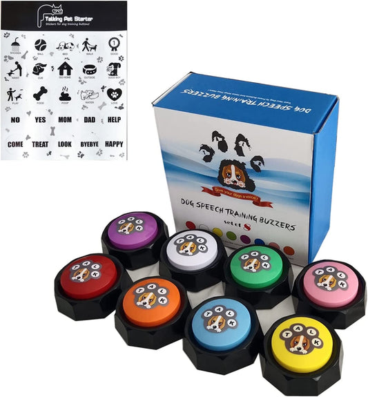 Pet Training Button, Dog Voice Training Buzzer, Dog Button, Dog Button for Communication Recordable Buttons - Train Your Dog to Say the Sounds They Need to Say! (8 Buttons)