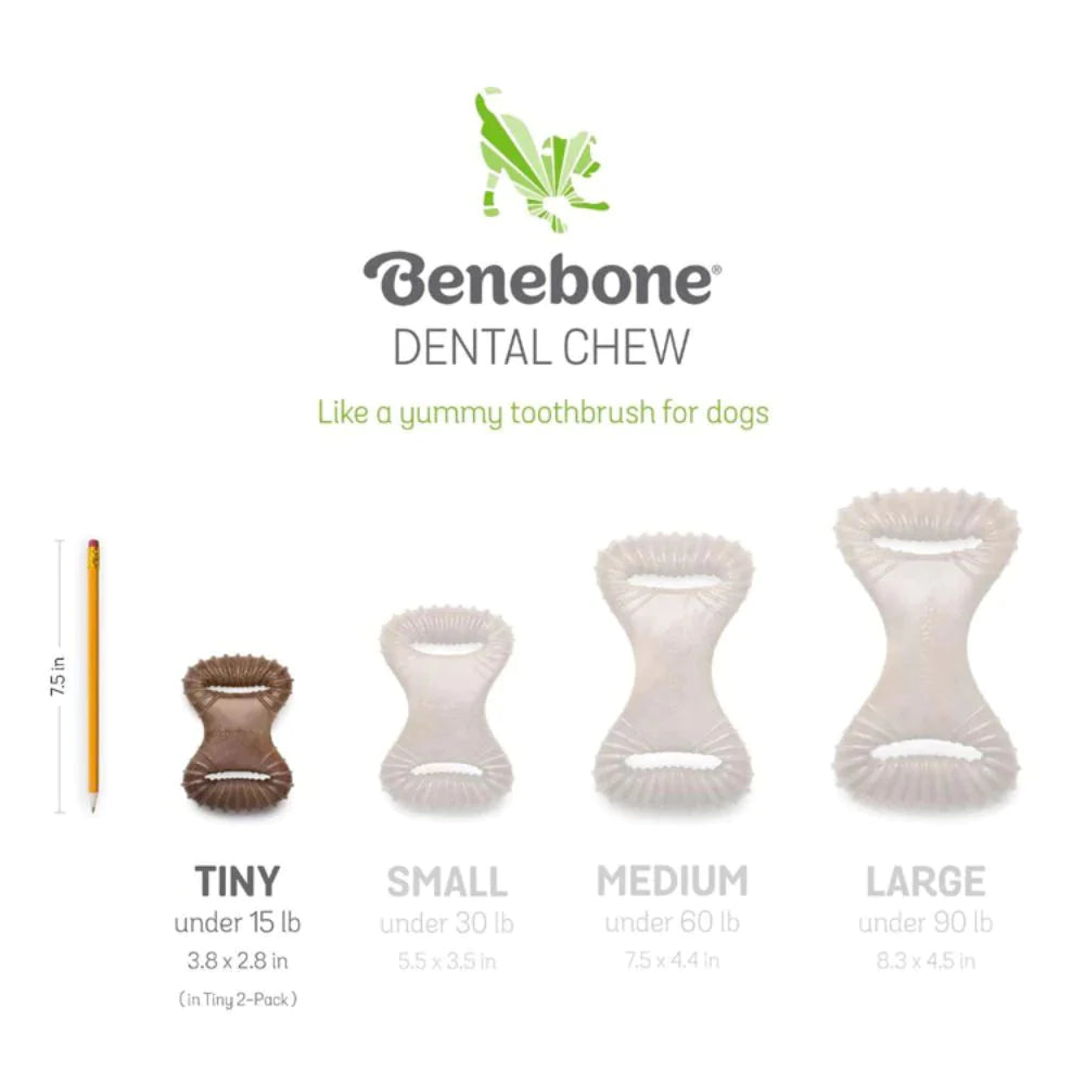 Benebone 2-Pack Dental Chew/Wishbone Bacon Tiny Dog Chew Toy